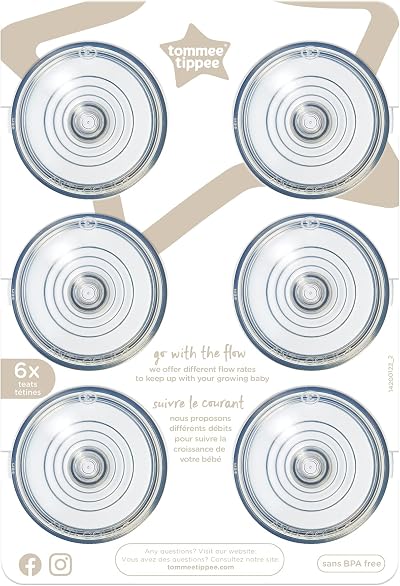Tommee Tippee Advanced Anti-Colic Teats 6m+ Pack of 6 Clear