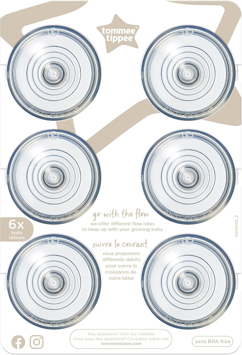 Tommee Tippee Advanced Anti-Colic Teats 6m+ Pack of 6 Clear