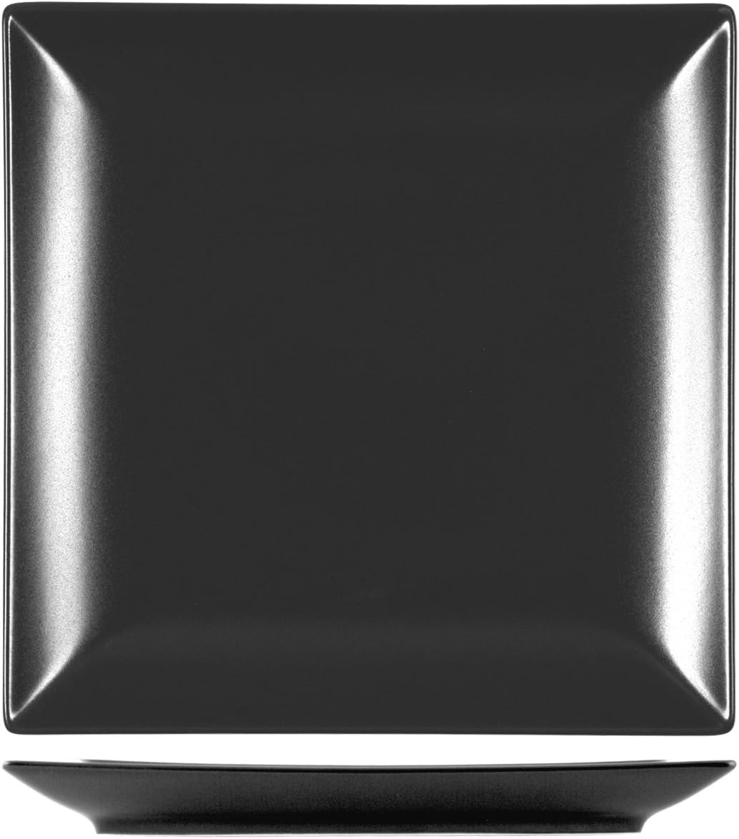 H&H Boston Set of 6 Dinner Plates, Stoneware, Black, Square, 24 x 24 cm - Image 3