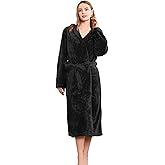 EK4YDNDS Plush Lightweight Hooded Robes For Women, Soft Warm Long Fleece Bathrobe for Women Lounge Spa Robe