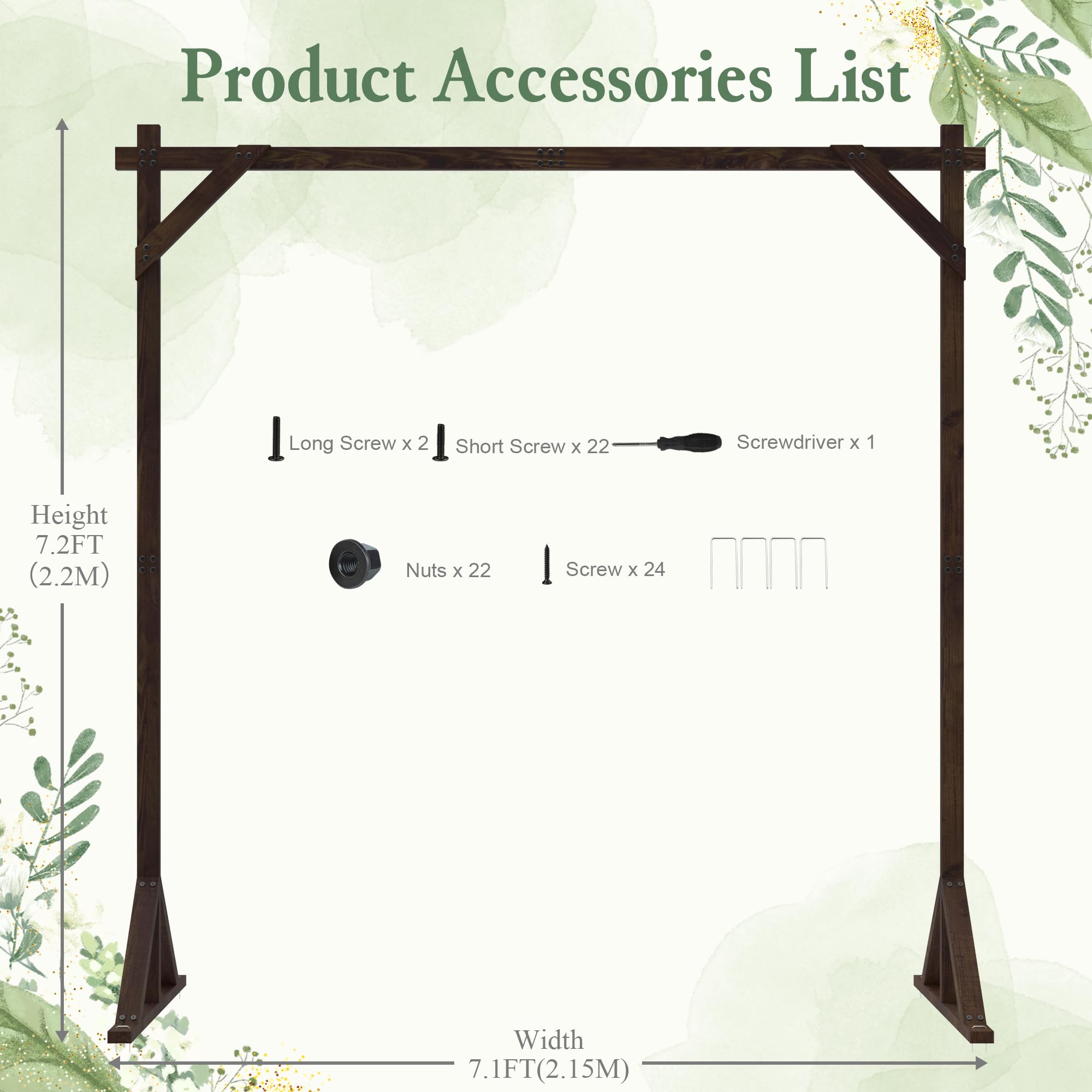 Fomcet 7.2FT Wooden Wedding Arch Stand Square Wood Arch Wedding Arbor for Ceremony Party Proposal Scene Garden Beach Forest Rustic Boho Decorations