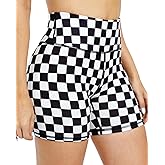 ZLLW Women's High Waist Cute Print Workout Yoga Shorts, 5 inch Squat Proof Biker Shorts Stretch Athletic Running Shorts