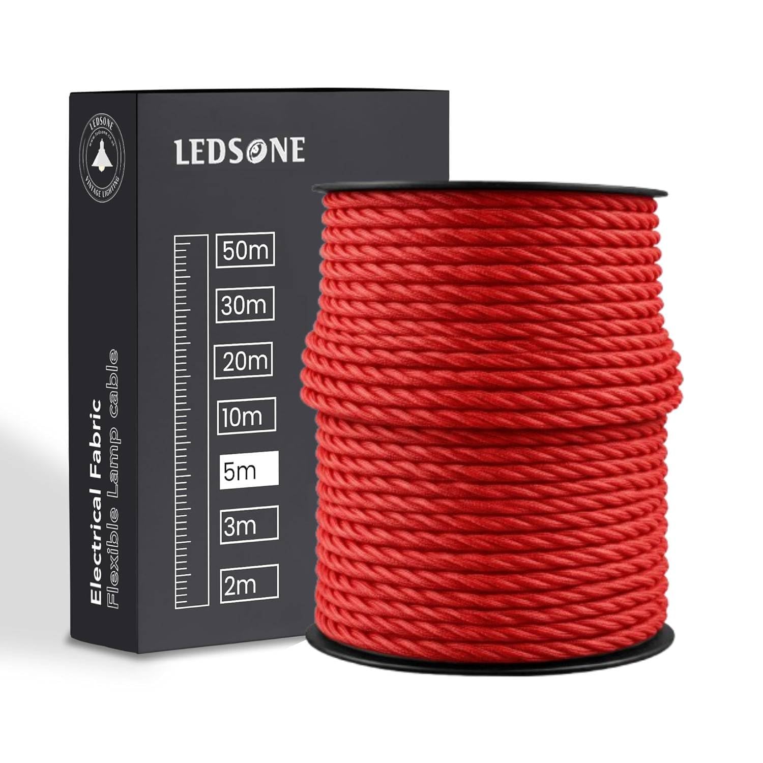 5M / 16.4FT Braided Flex Cable, 18awg Vintage Twisted Fabric Electrical Wire Lighting Cable Lamp Cord for DIY Lamps Industrial Pendant Lights Lighting Appliances (Red)
