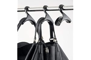 Bag-a-Vie Purse Hanger for Closet - Handbag Organizer Hooks for Hanging Bags & Purses, Protecting Bag Shape & Organizing Space (3 Hangers, Black Plastic)