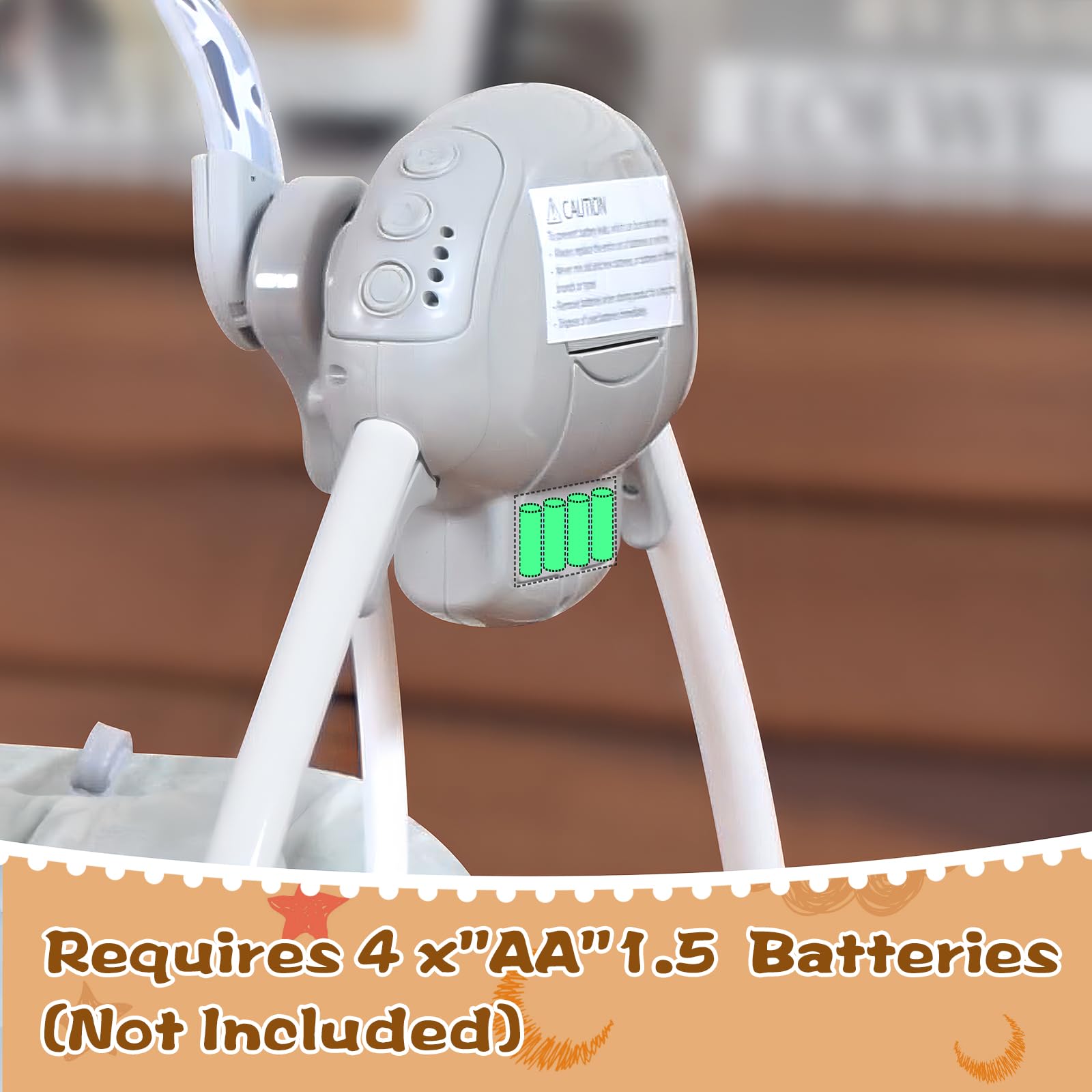 Baby Swings for Infants, Portable Baby Swing Folds Easy with Adaptable Speed, Music,Timer,Baby Swing Indoor/Outdoor,Infant Swing for Babies 0-6 Months 6-20 lbs Grey