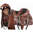 Western Saddle Trail Pleasure Horse Saddles Rodeo Cowboy Floral Tooled Leather Tack Set 15 16 17 18