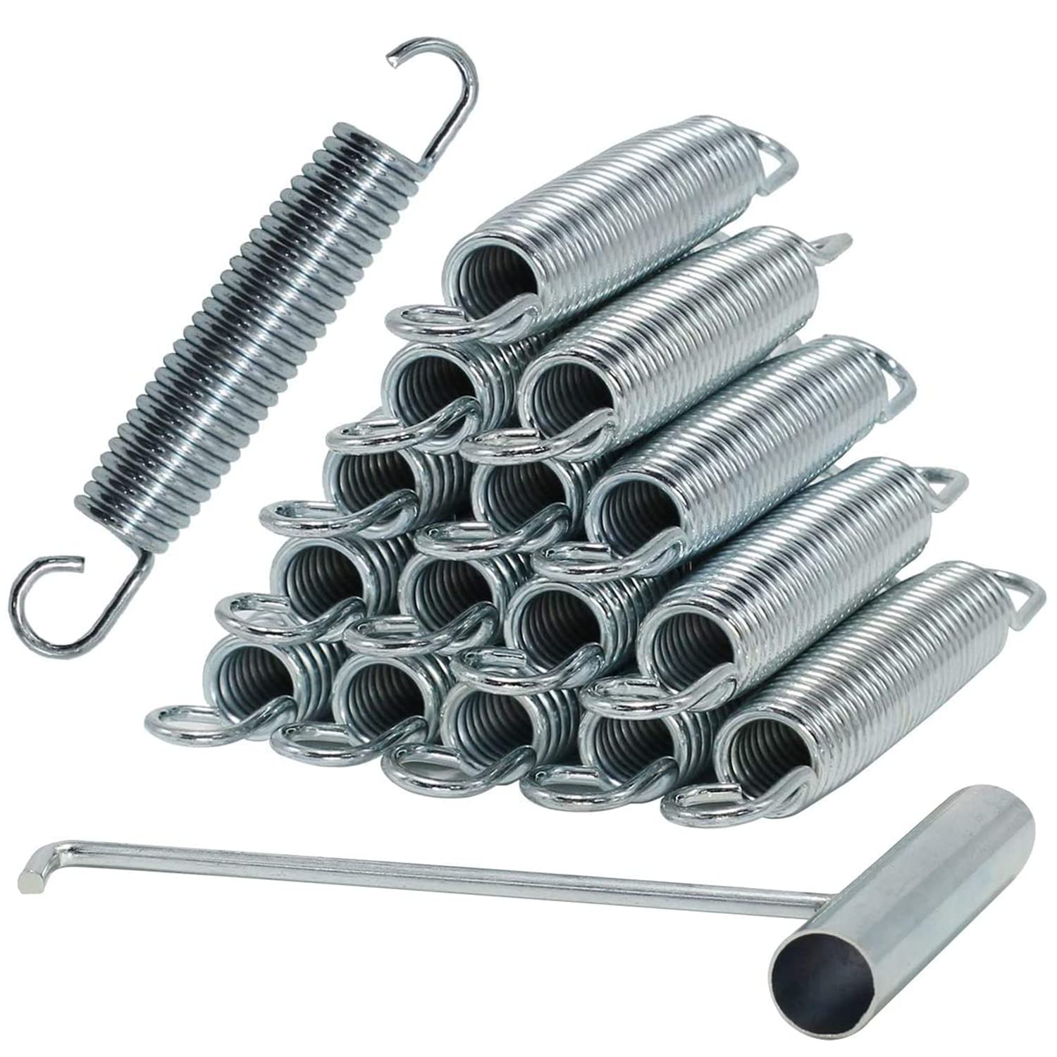 Trampoline Springs for 8ft/10ft/12ft/14ft Trampoline,Heavy-Duty Galvanised 5.5Inch Replacement Springs 16pcs+1pc Puller tool