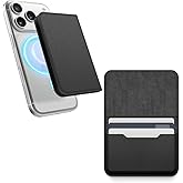 elago Magnetic Vegan Leather Wallet Card Holder 3-Cards Compatible with MagSafe for iPhone - Secure Phone Wallet, Scratch and Damage Protection [Black]