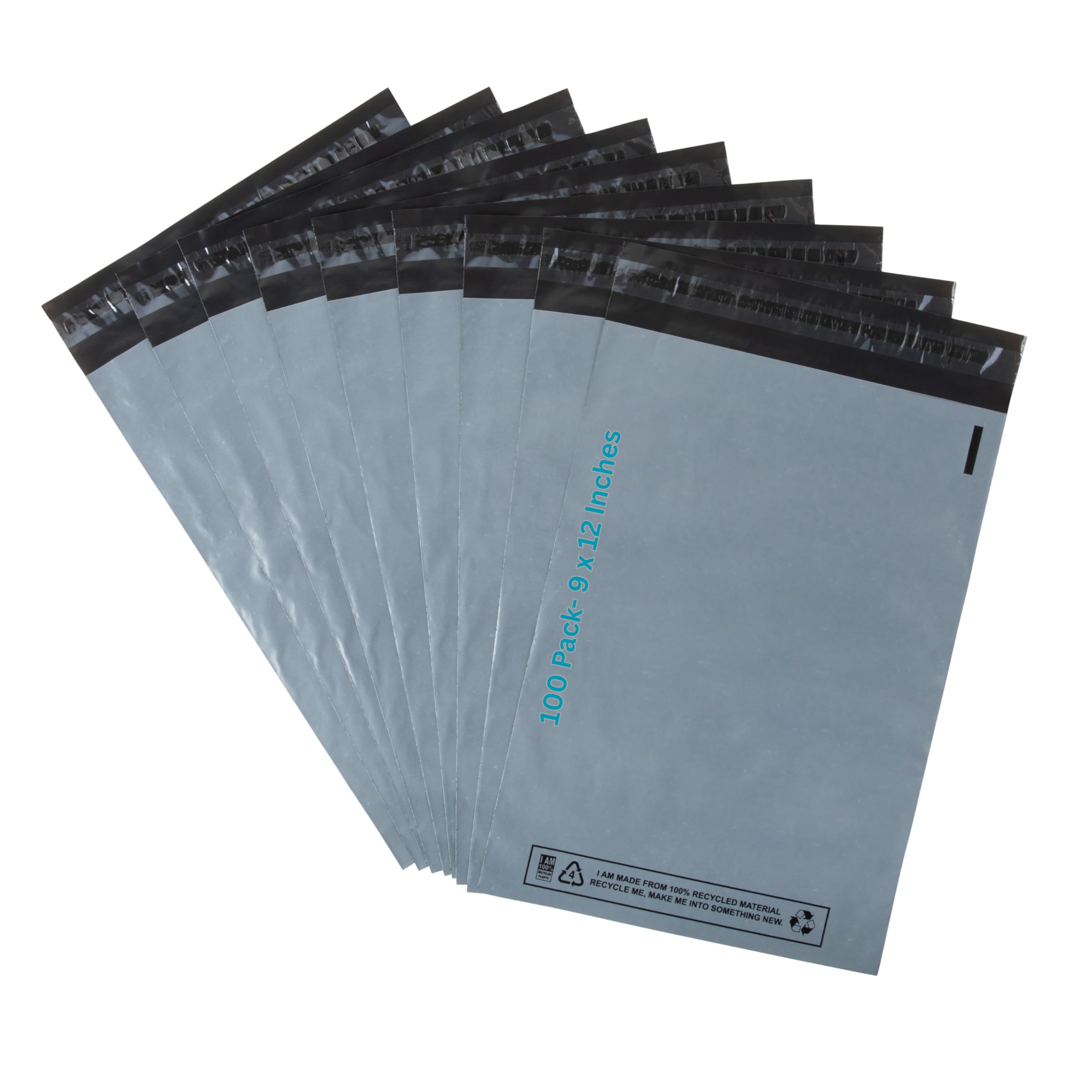 DVIVA 100 pcs Grey Postage Bags for Clothes 9"x12"(229 x 305mm) Strong Polythene Self Adhesive Waterproof and Tear-Proof Mailing Bags | Large Parcel Bags for Delivery, Shipping & Packages