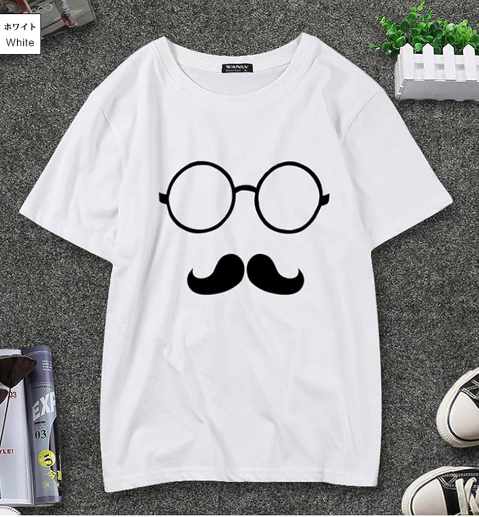 Amazon レモンツリーセブン Lemon Tree7 ペアルック カップルお揃い シャツ ペアｔシャツ ヒゲ メガネ ご夫婦 友達 カップル お揃い シャツ カップル 衣装 カップル上着 可愛い Tシャツ カットソー 通販