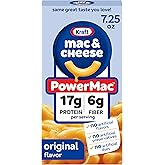 Kraft Mac and Cheese PowerMac, Original Flavor, 7.25 oz | 17g Protein, No Artificial Flavors, PowerMac Original Macaroni &amp; Cheese, the Same Great Taste, Easy Dinner Sides