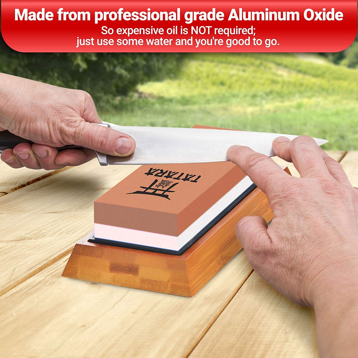 TATARA Japanese Whetstone 1000/6000 Grit Double Sided Knife Sharpening Stone With Honing