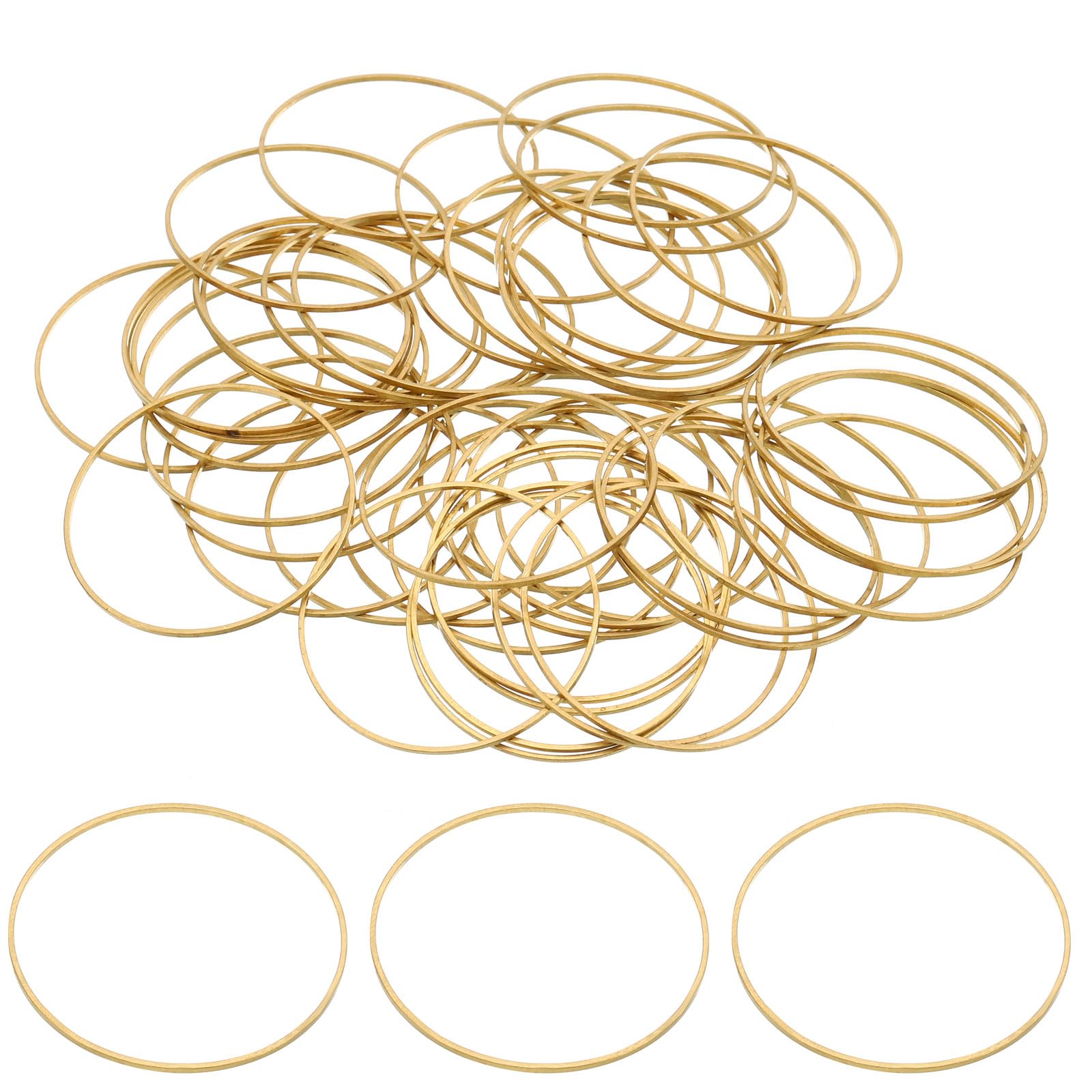 PATIKIL 35mm OD x 33mm ID Beading Hoop, 50Pcs Solid Copper Beading Finding Ring