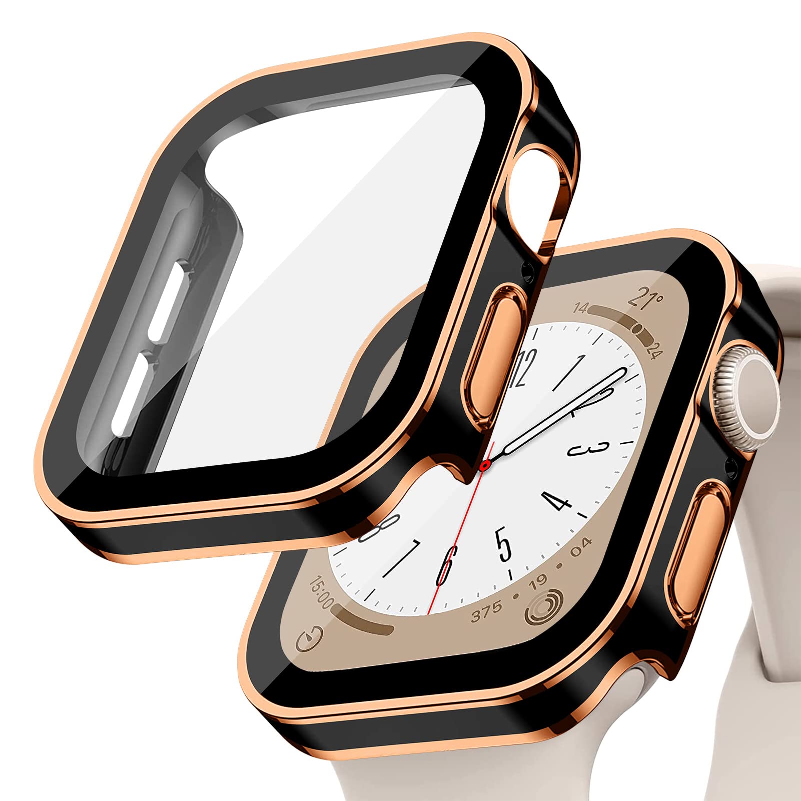 Hard PC Waterproof Case for Apple Watch Case 42mm 46mm 40mm 44mm 41mm 45mm, Built-in Tempered Glass Screen Protector, Ultra-Thin HD Full Protective Cover for iWatch Series 11 10 9 8 7 6 5 4 SE 3/2/1
