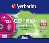 Verbatim 43167 CD-RW 80min 12x Rewriteable Colour Discs 5 Pack Slim Case view 2