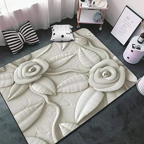 Amazon ラグ マット 北欧 カーペット 洗える ラグマット テクスチャ背景 白いバラ 自然 ホットカーペット 滑り止め付 防ダニ 抗菌 防臭 オールシーズン ラグ カーペット オンライン通販