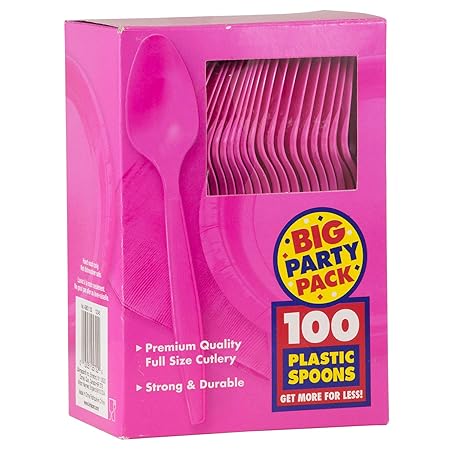 Amazon.com: JAM PAPER Premium Utensils Party Pack - Plastic Spoons - Fuchsia Hot Pink - 48 Disposable Spoons/Pack: Kitchen & Dining