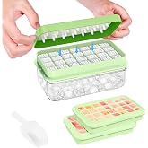 PHINOX Ice Cube Tray with Lid and Bin, Easy Release 56 Cubes for Freezer | Food-grade BPA-free PP and ABS. Ice cubes for fruit, cocktails, iced coffee. Space-saving stackable with scoop