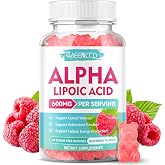 MEENCCD Alpha Lipoic Acid Gummies 600mg - ALA Supplement for Antioxidant Support, Vegan, Sugar-Free, Raspberry Flavor, 60 Count