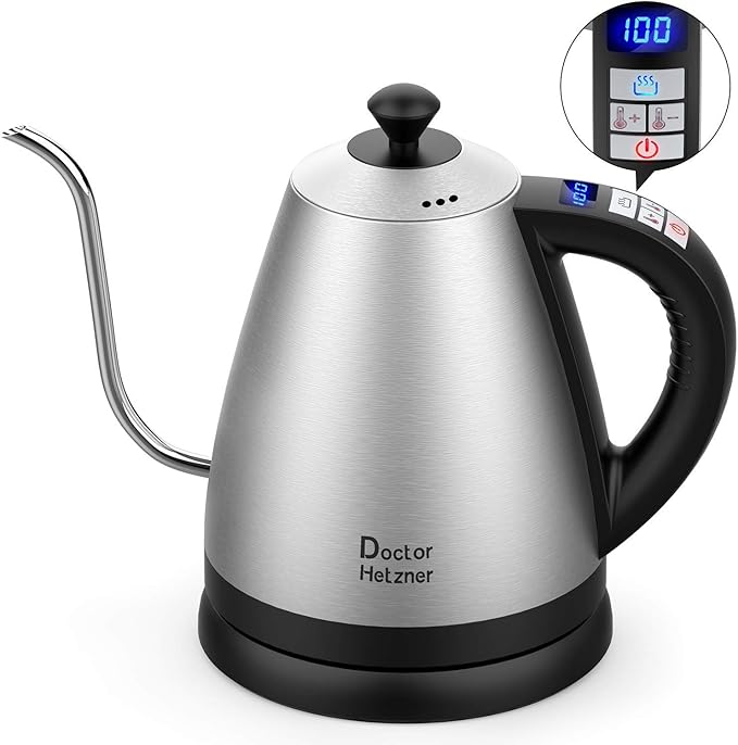 Bouilloire Adler Vintage 1,7 L – Inox, Sans Fil, Contrôle Température – AD1295