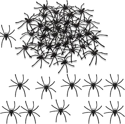 SHATCHI 24Pcs Halloween Spider Black Plastic Spiders Decoration Set