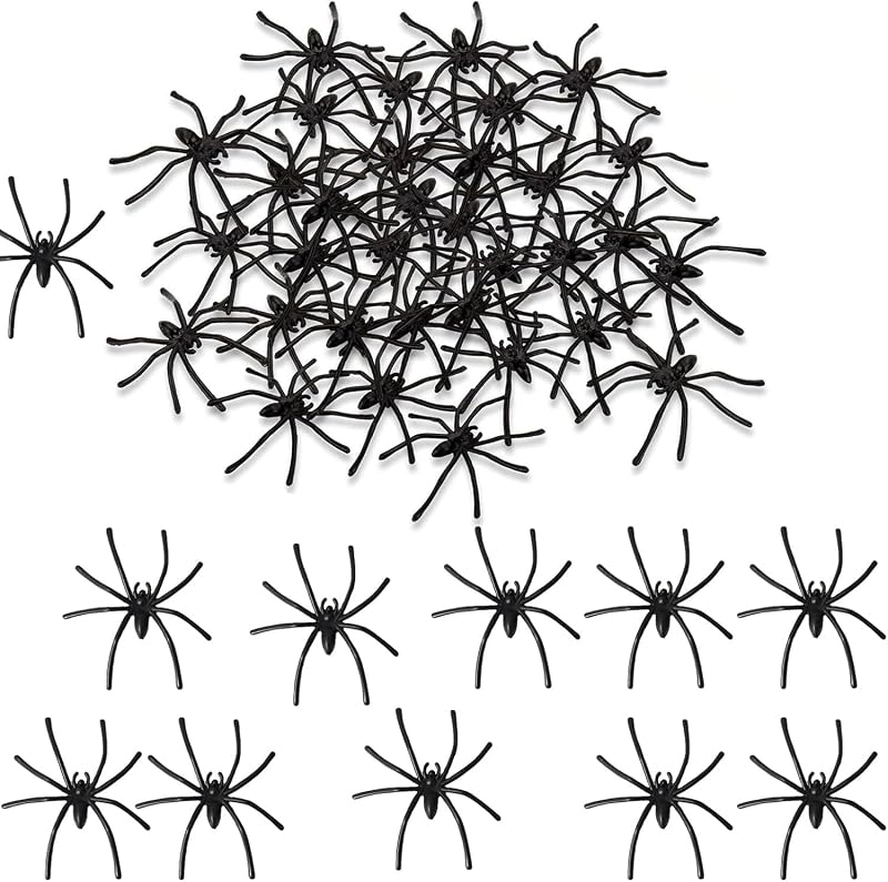 SHATCHI 24Pcs Halloween Spider Black Plastic Spiders Decoration Set