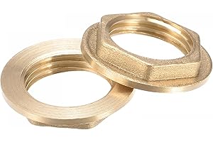 uxcell G1/2 Lock Nut with Flange, Hex Brass Female Locknut for Plumbing 2pcs
