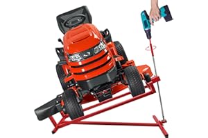 Lawn Mower Lift Jack, TUNTENDO Lifting Platform 882 Lbs Capacity Telescopic Maintenance Jack for Garden Tractors and Riding Lawn Mower with Manual Handle & Power Tool Extension Handle - Orange