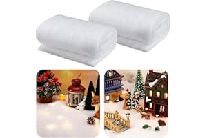 YIQUDUO Christmas Fake Snow Blanket- 2 Pack 0.98 * 2.62 Ft Artificial Snow Blanket for Christmas Village Displays, Soft and Fluffy Snow Cover Blankets for Christmas Tree Skirt, Party Table Runner