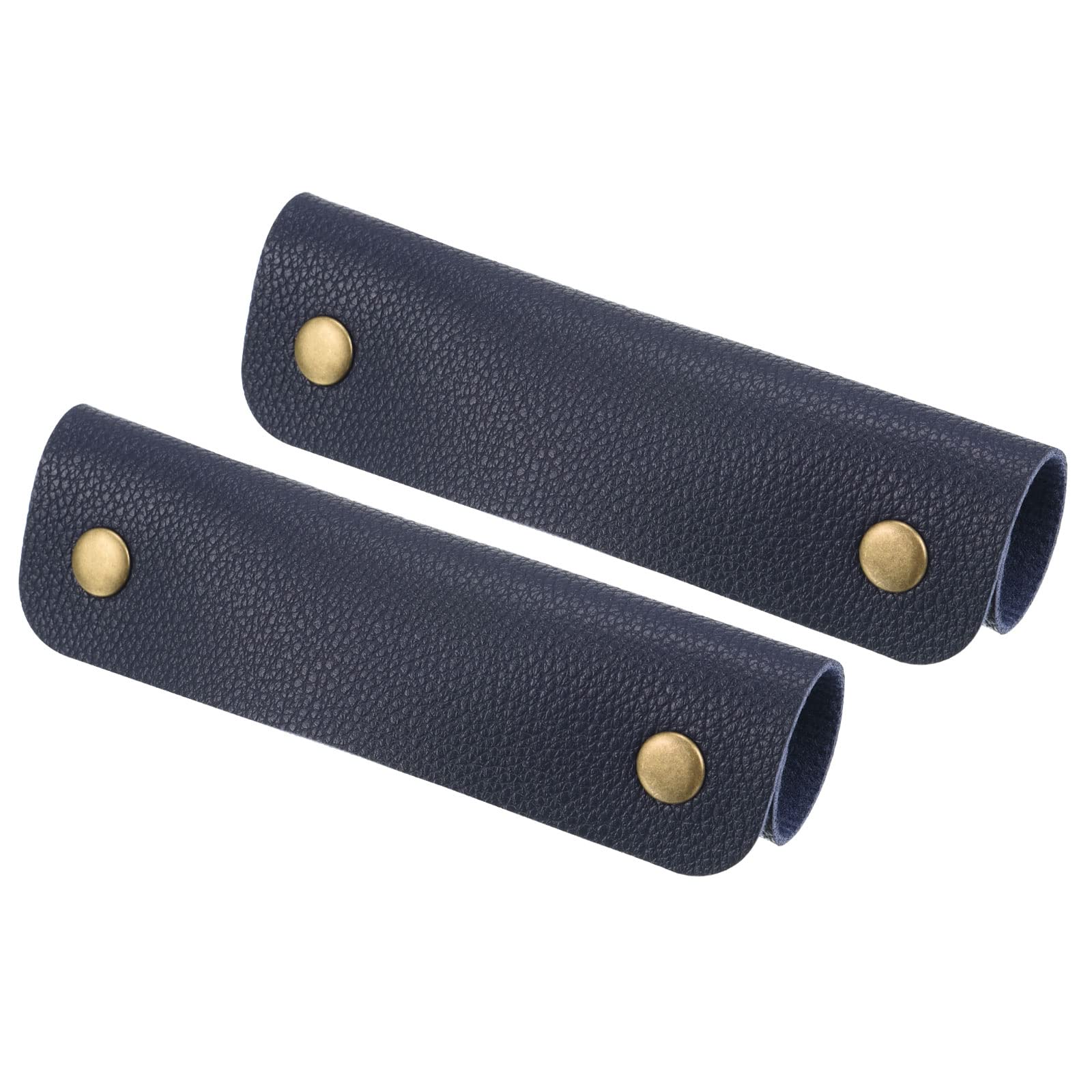 PATIKIL Luggage Handle Wrap, 2 Pack PU Handbag Grip Cover Protector Identifier with Clasp for Suitcase Grocery Shopping Bag, Dark Blue