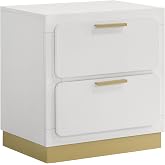 Coaster Caraway 23-Inch Bedroom 2-Drawer Nightstand, White 224772 | No assembly needed, Rubberwood with okume veneer, English dovetail construction, Center metal drawer glides