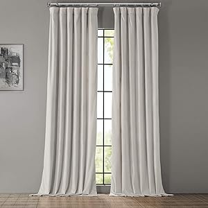 HPD Half Price Drapes VPYC-161204-108 Heritage Plush Velvet Curtain (1 Panel), 50 X 108, Light Beige