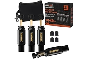 SAFELIFE Automatic Tire Deflator, 10-30 PSI/0.7-2 BAR Adjustable Auto-Stop Tire Deflator Kit, Screw-on Tyre Air Down Tool for Offroad 4x4 (Set of 4)
