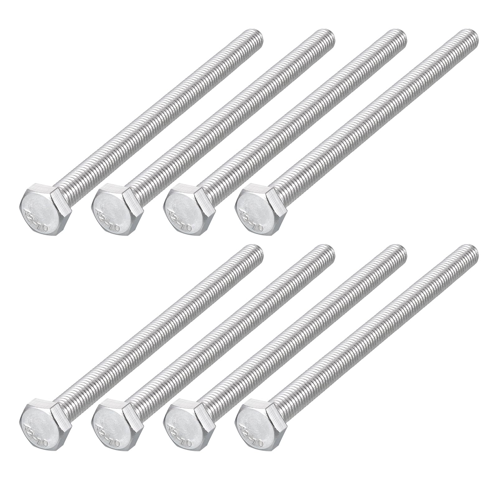METALLIXITY Hex Bolts (M8-1.25x120mm) 8Pcs, 304 Stainless Steel Coarse Fully Threaded Hex Head Screw Bolt Machine Screws - for Furniture Repair, Silver