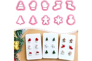 Keoker Christmas Clay Cutters, Christmas Clay Cutters for Jewelry Making, 10 Clay Cutters Shapes Christmas, Christmas Tree Clay Cutter for Earrings (Studs Clay Cutters)