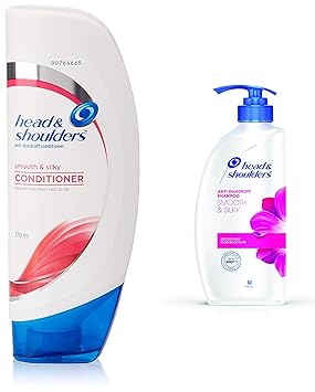 Head & Shoulders Smooth and Silky Conditioner, 170ml and Head & Shoulders Smooth And Silky Shampoo, 675ml