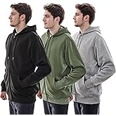 WHITE PEAK TRADING COMPANY 3 Pack Mens Fleece Hoodie Long Sleeve Lightweight Athletic Workout Sweatshirt for Men with Pockets