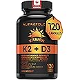 Nutratology Vitamin K2 + D3 | Canadian-Made Highest Potency 120MCG/1000 IU - 120 Capsules - Helps Maintain Bone & Teeth Healt