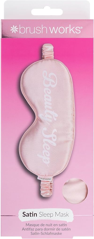 Brushworks Satin Sleep Mask Pink One Size Soft Breathable Eye Mask Elastic Strap