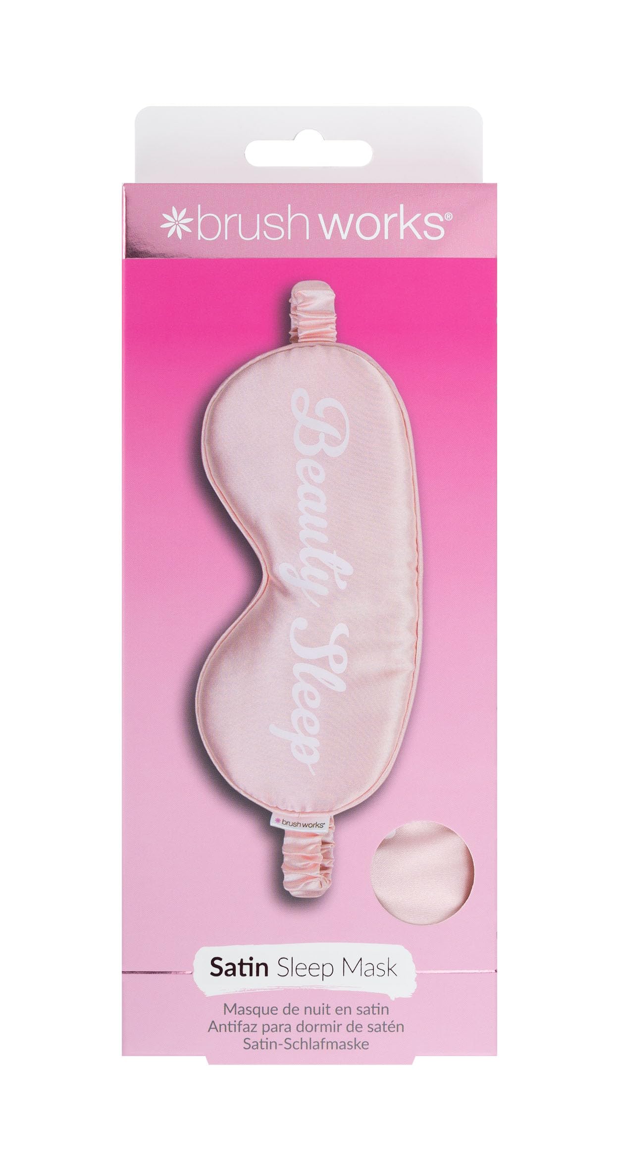 Brushworks Satin Sleep Mask (Pink, One Size) - Soft, Comfortable Eye Mask for Travel, Relaxation & Nighttime Rest, Breathable Eye Cover with Elastic Strap