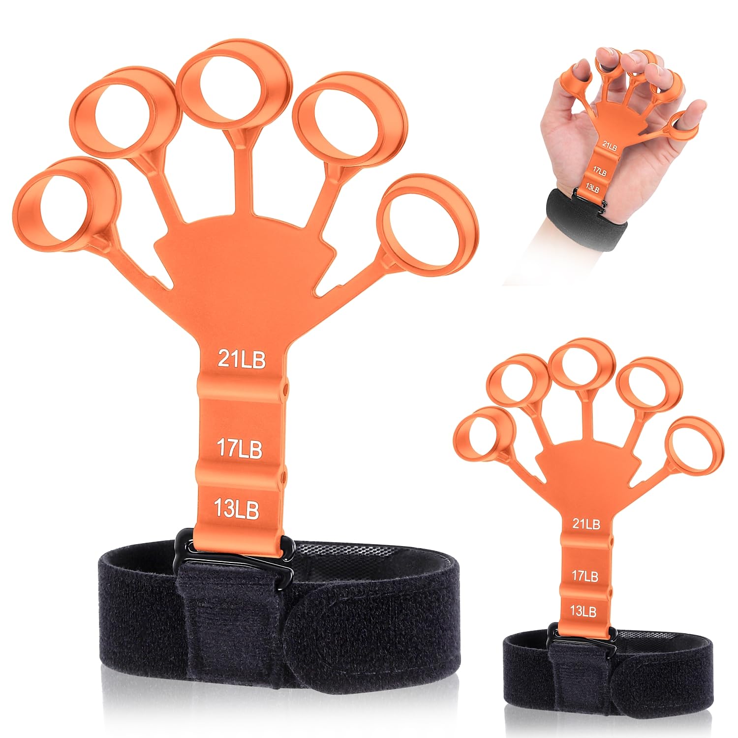 Catsobat ハンドグリップ パワーフィンガーグリップ ２個セット 指トレ 握力 トレーニング 人間工学に基づいたデザイン 【メーカー30日保証付き】 (オレンジ) の商品画像