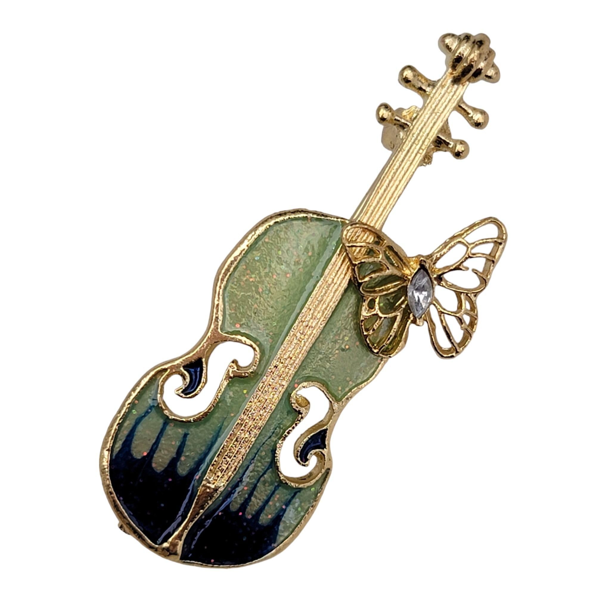 GFM® Violin Music Brooch Pin for Women & Men – Cute Musical Instrument Pin Badge, Elegant Jewellery Accessory – Gift for Music Lovers (BRCH-112543-VIO-TXNL)