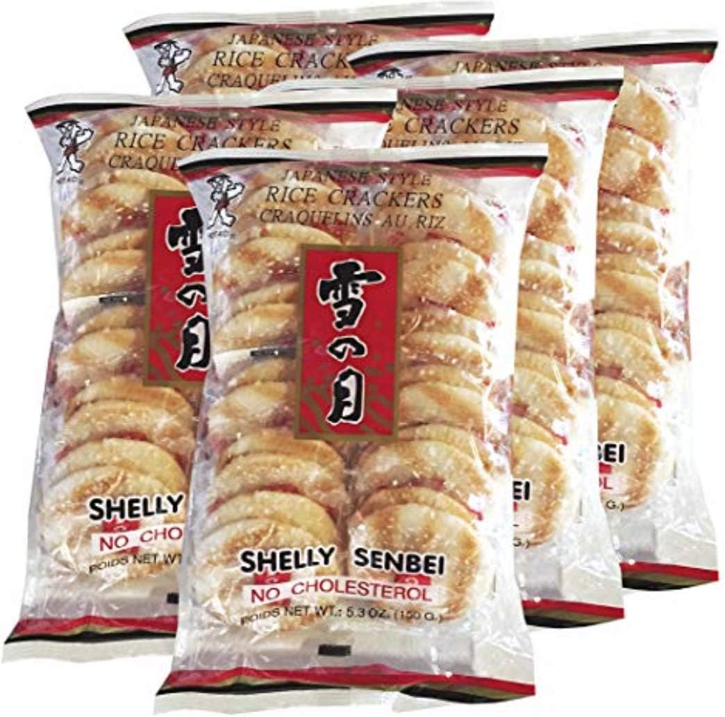 Want Want Big Shelly Shenbei Snowy Crispy Rick Cracker Biscuits 旺旺 雪饼 - Sugar Glazed 5.30oz /pack. (20 packs)