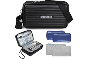 Medineed Insulin Cooler Travel Case, 4 Pens Diabetes Case, TSA Approved, Medicine Organizer with 2 Ice Pack (BlackB)