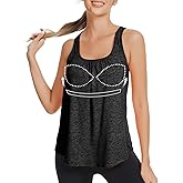 ANYFITTING Built in Bra Tank Tops for Women Workout Loose Fit Yoga Camisoles
