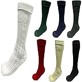 HAAUR TRADERS Mens Traditional Scottish Kilt Hose,Scottish Ribbed Socks For Mens Wool Blend Cuff Over Your Kilt Hose