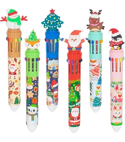 Lot De 7 Stylos à Bille De Noël, Stylos à Plume, Rétractables, Antidérapants, Rétractables, Pour L'écriture, L'école, Le Bureau