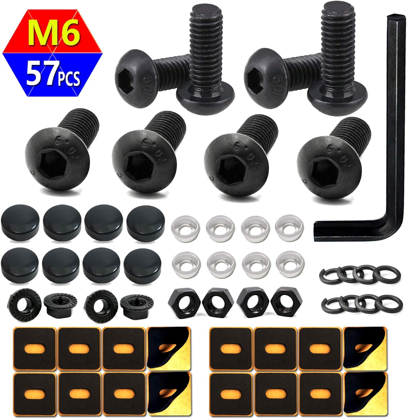 Black License Plate Screws M6 Button Head Socket Caps