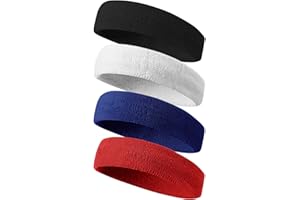 Tanluhu Sweatbands Sport Headbands for Men & Women,Terry Cloth Sweat Band for Tennis, Running, Basketball, Working Out, Execise - Athletic Sweat Cotton Headband Outdoor