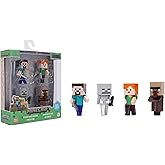 Jada Minecraft Metalfigs 4-Pack &ndash; 2.5&rdquo; Die-Cast Collectible Figures Toys &ndash; Wave 4 Set Featuring Steve with Sword, Alex with Axe, Skeleton &amp; Villager